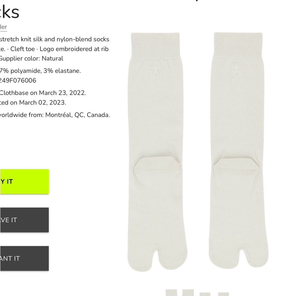 🔥🔥HOST PIC🔥🔥 Jil Sander off White Silk Split Toe Socks - Picture 3 of 13
